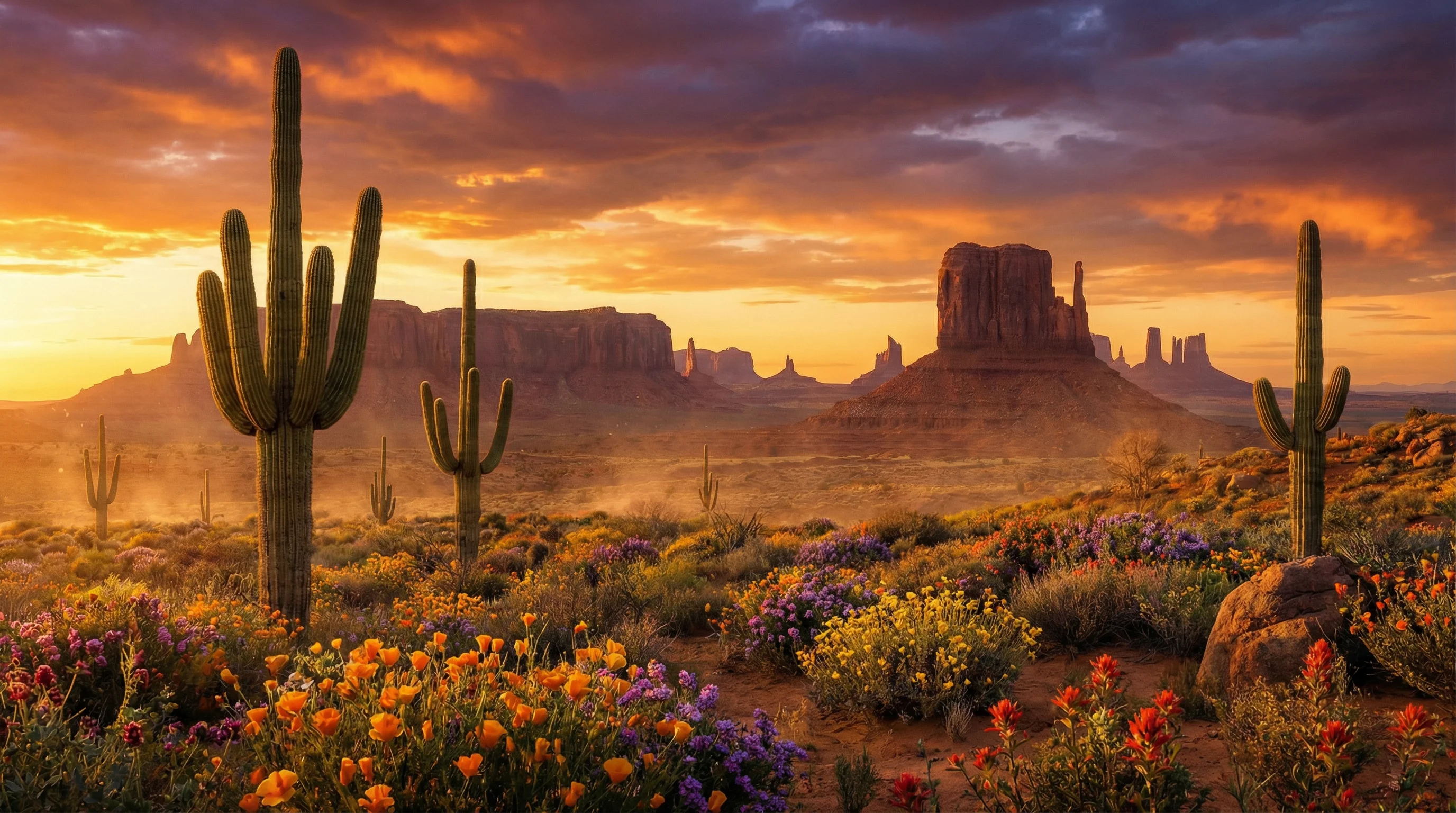 沙漠仙人掌与日落 - 开源棋牌 西部风景