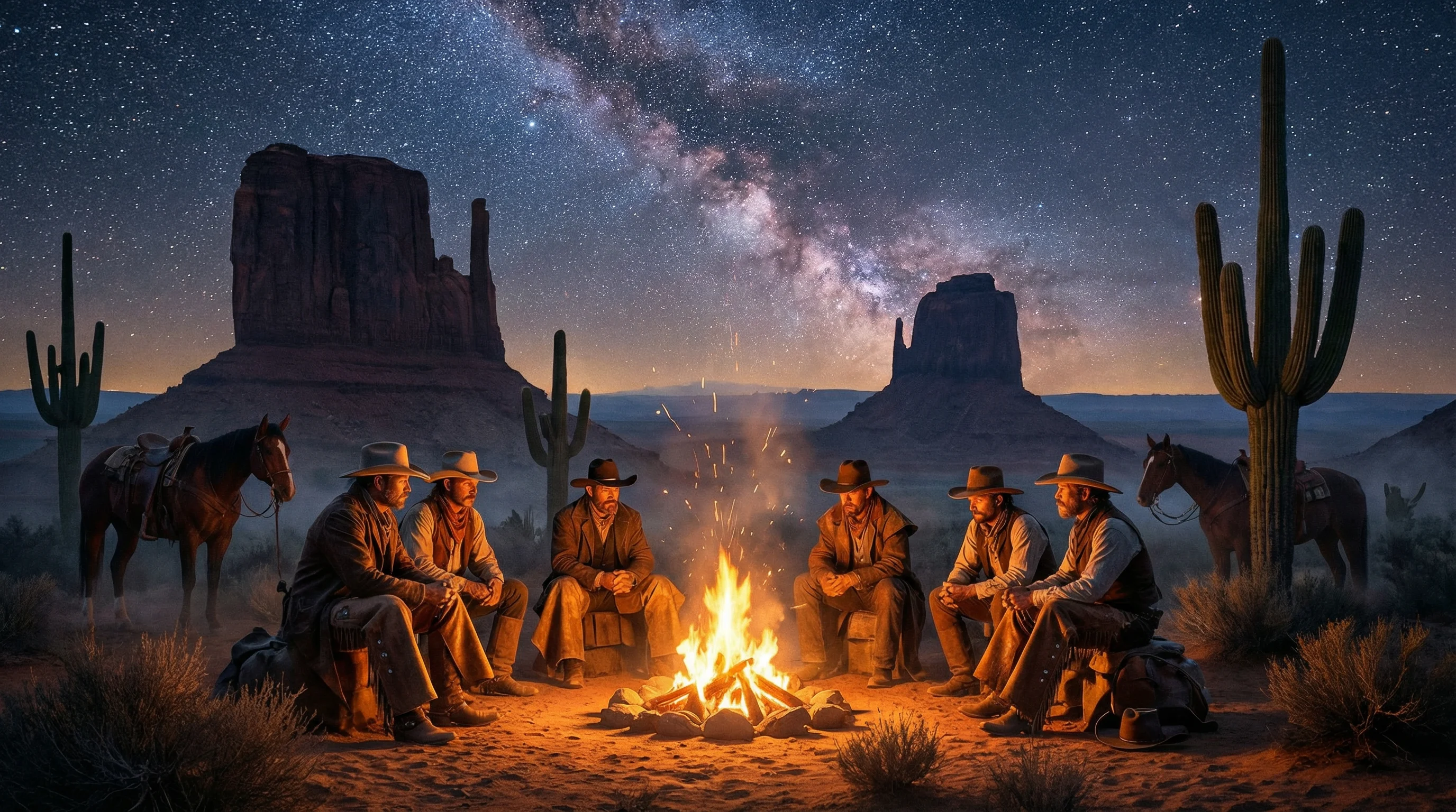 牛仔篝火夜景 - 开源棋牌 文化